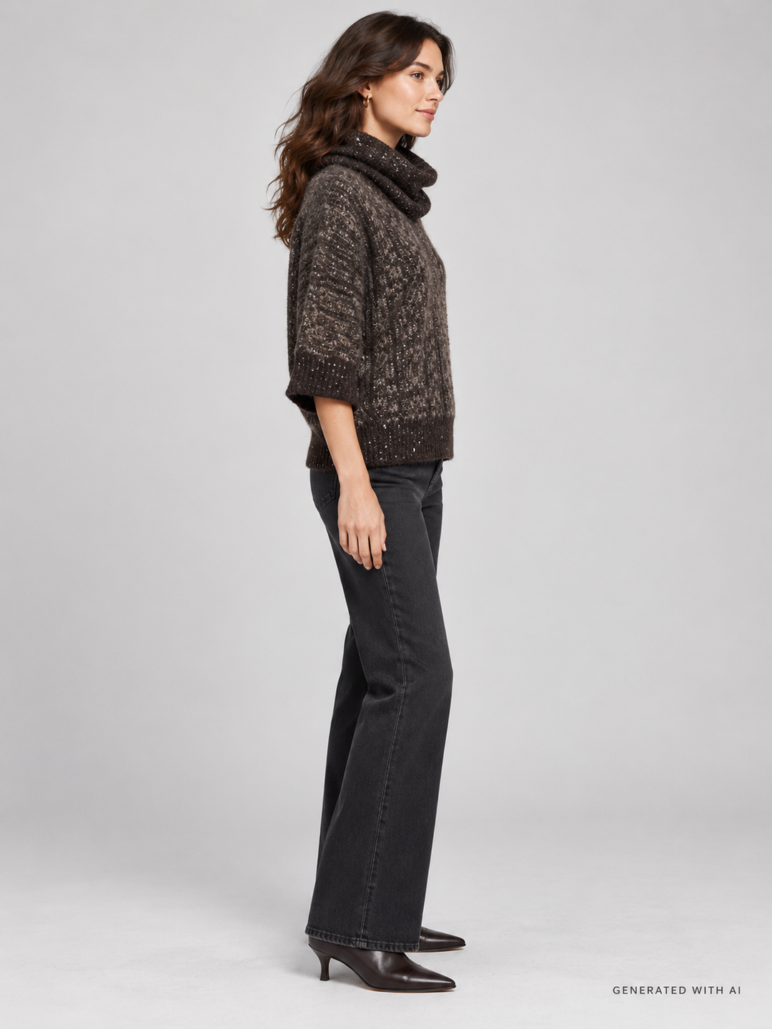 Maglia con Paillettes e Collo Rimovibile