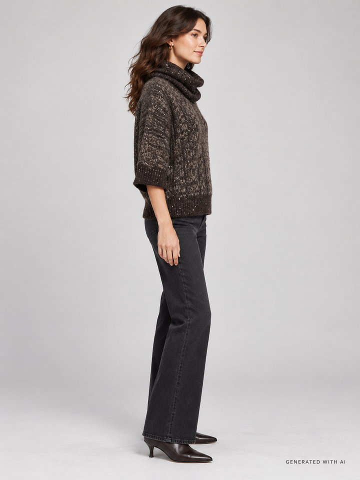Maglia con Paillettes e Collo Rimovibile