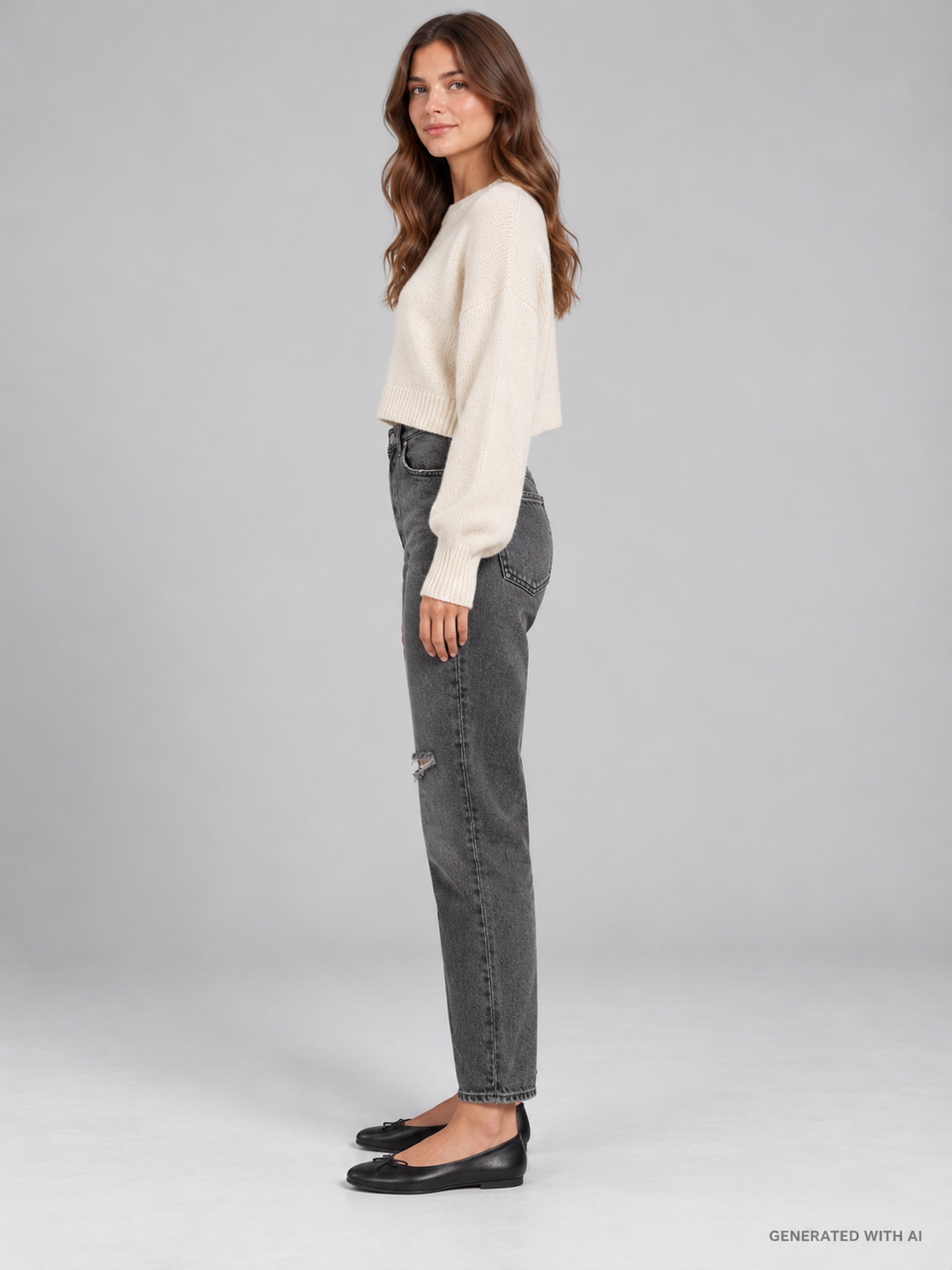 Jeans Bessie Grigio Lavato con Dettaglio Used