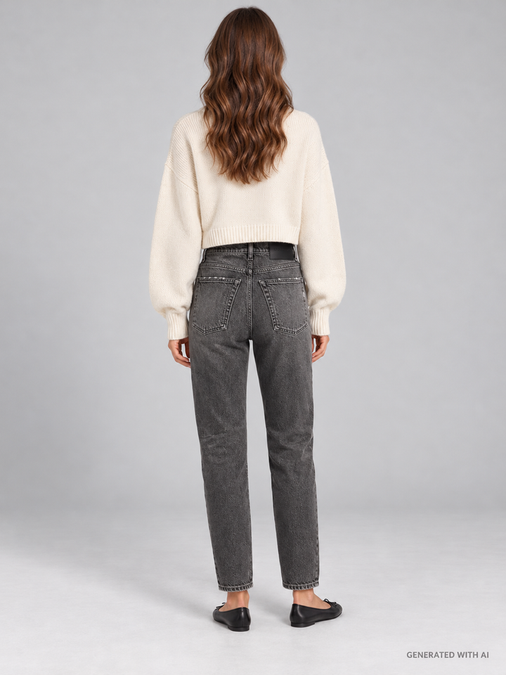 Jeans Bessie Grigio Lavato con Dettaglio Used