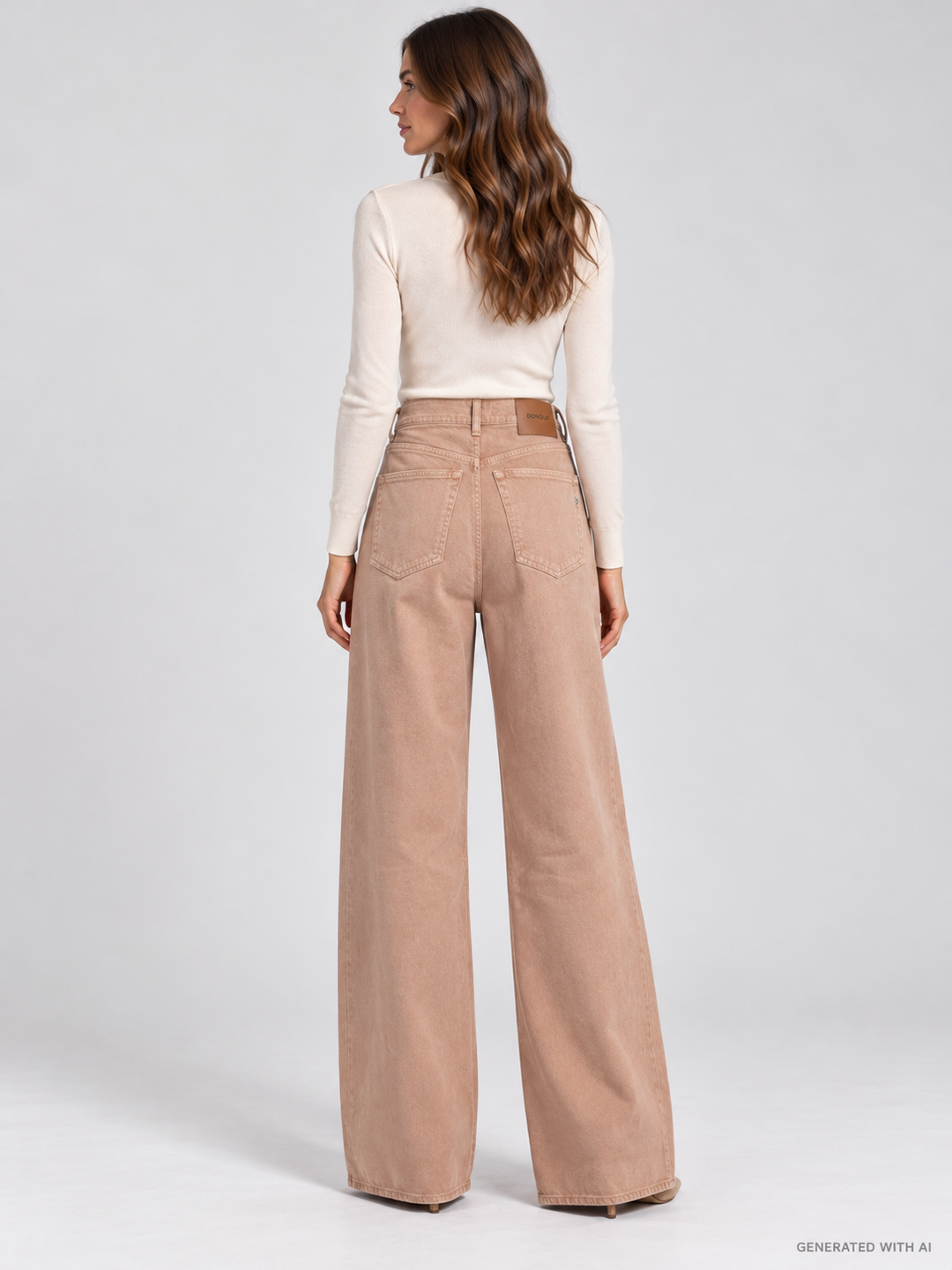 Jeans MAGGIE Wide Leg in Denim Rosato con Pinces