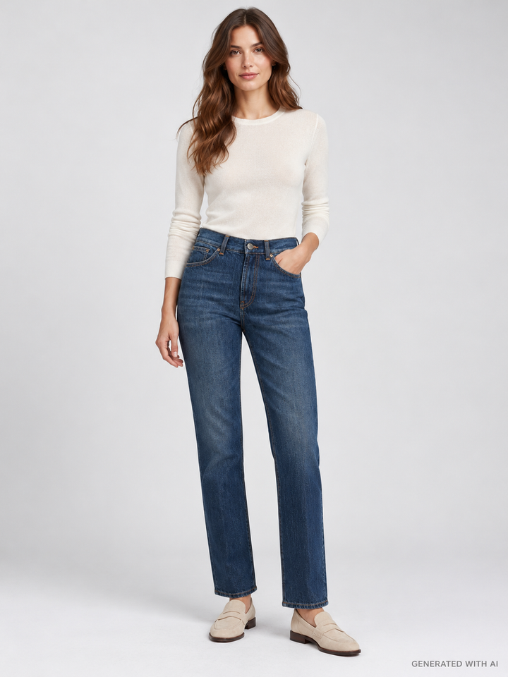 Jeans DAFNE in Denim Blu a Gamba Dritta