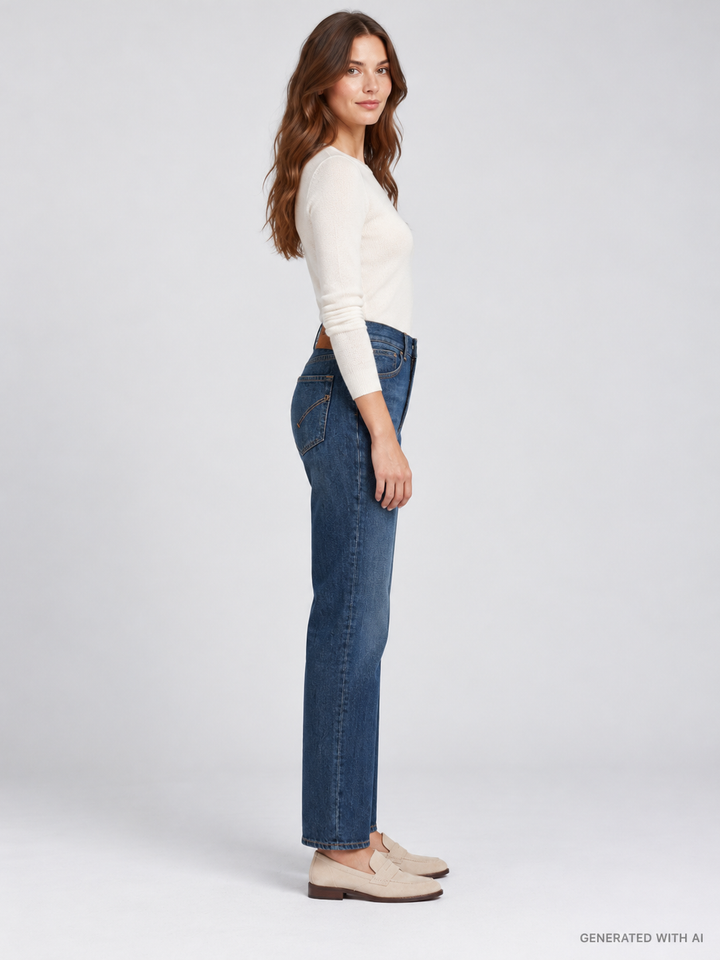 Jeans DAFNE in Denim Blu a Gamba Dritta