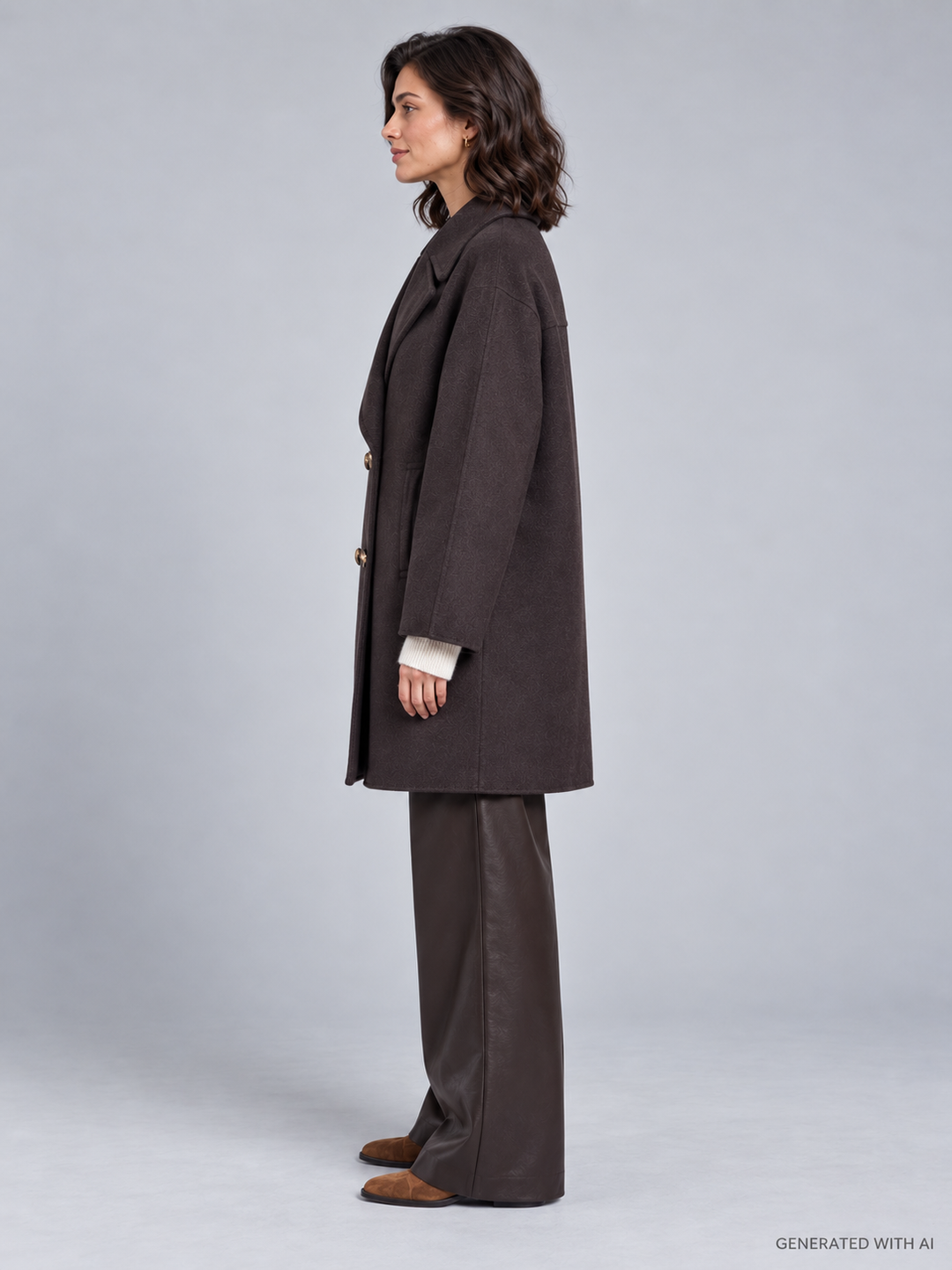 Cappotto doppiopetto in lana riciclata