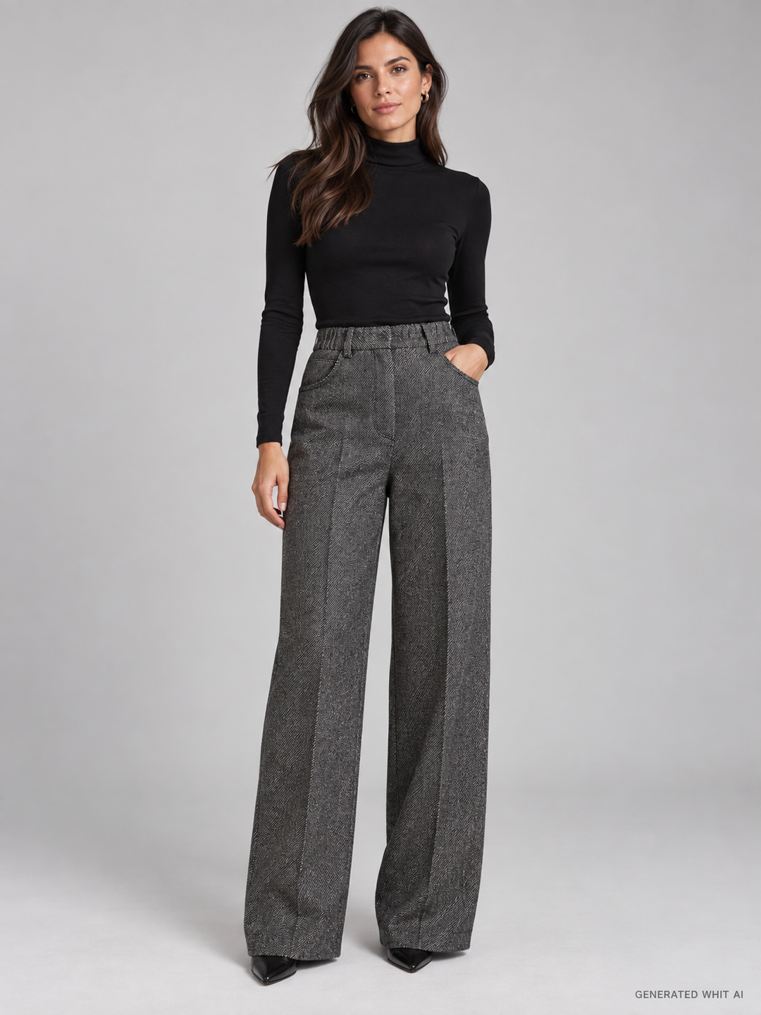 Pantalone wide leg in grisaglia bicolore