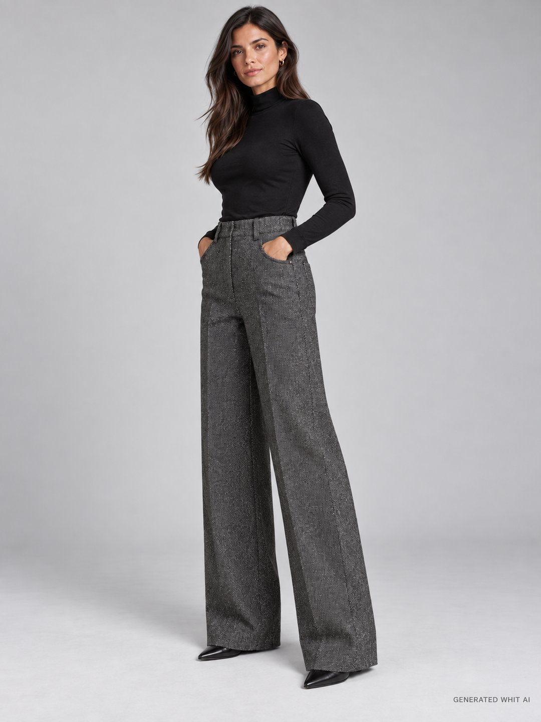 Pantalone wide leg in grisaglia bicolore