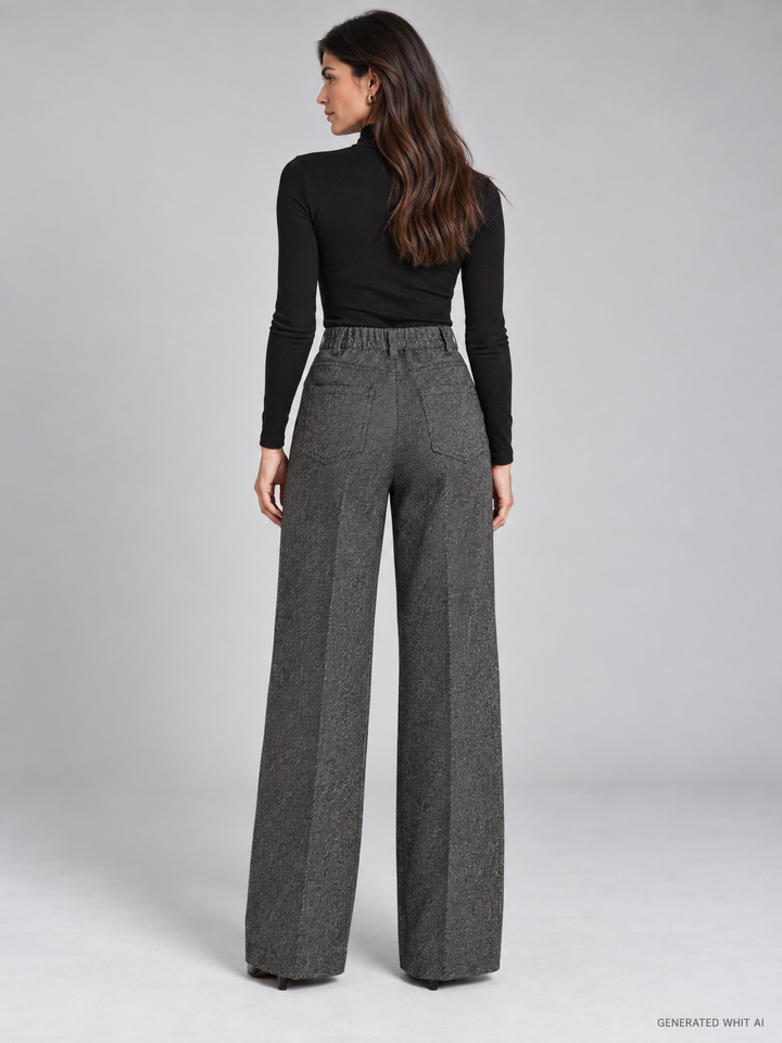 Pantalone wide leg in grisaglia bicolore