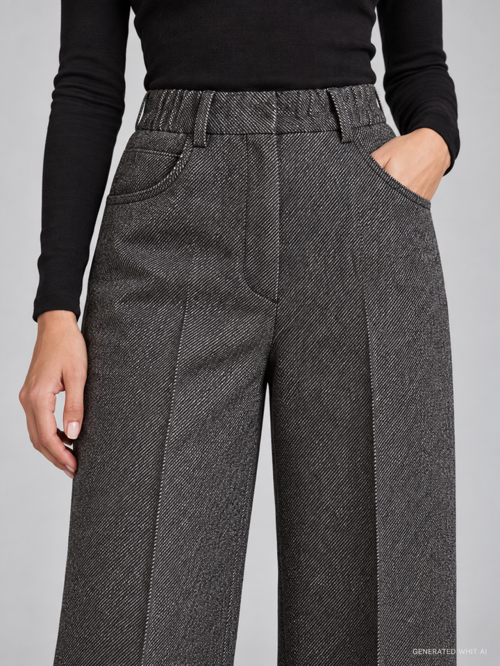 Pantalone wide leg in grisaglia bicolore