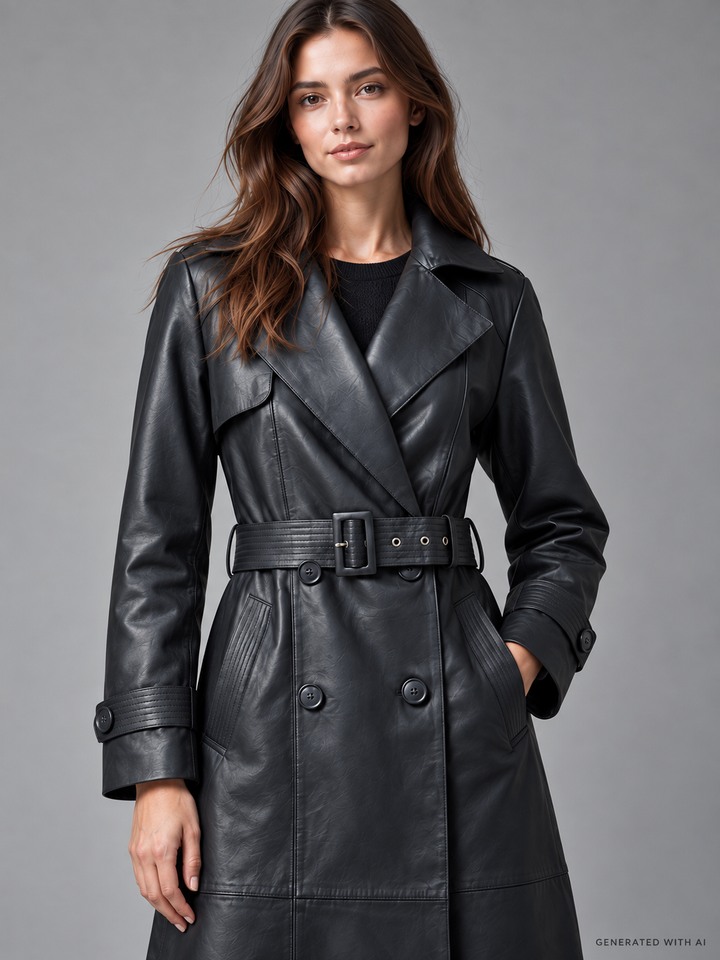 Trench lungo in pelle
