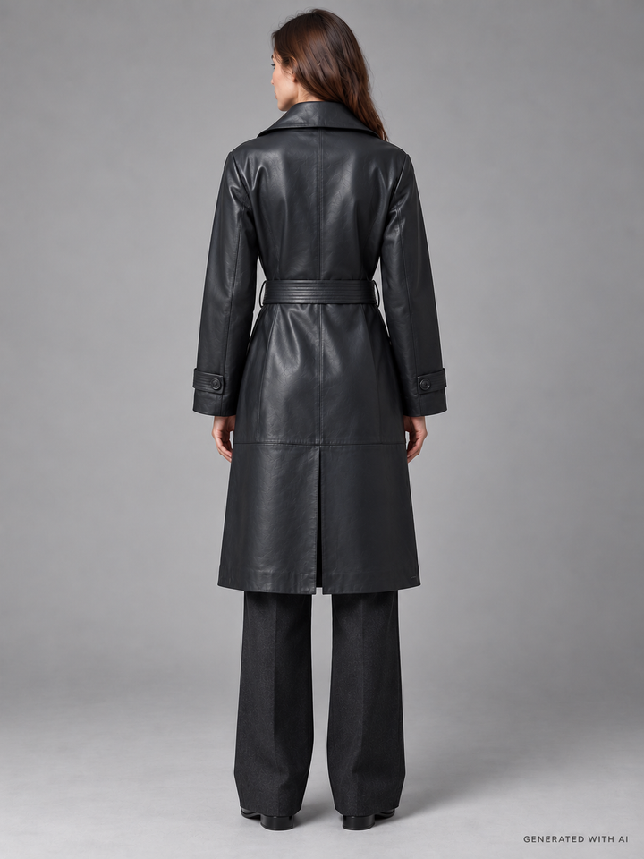 Trench lungo in pelle