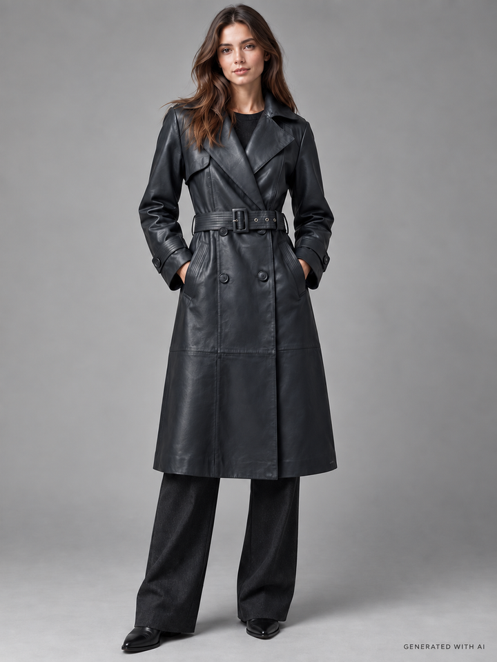 Trench lungo in pelle