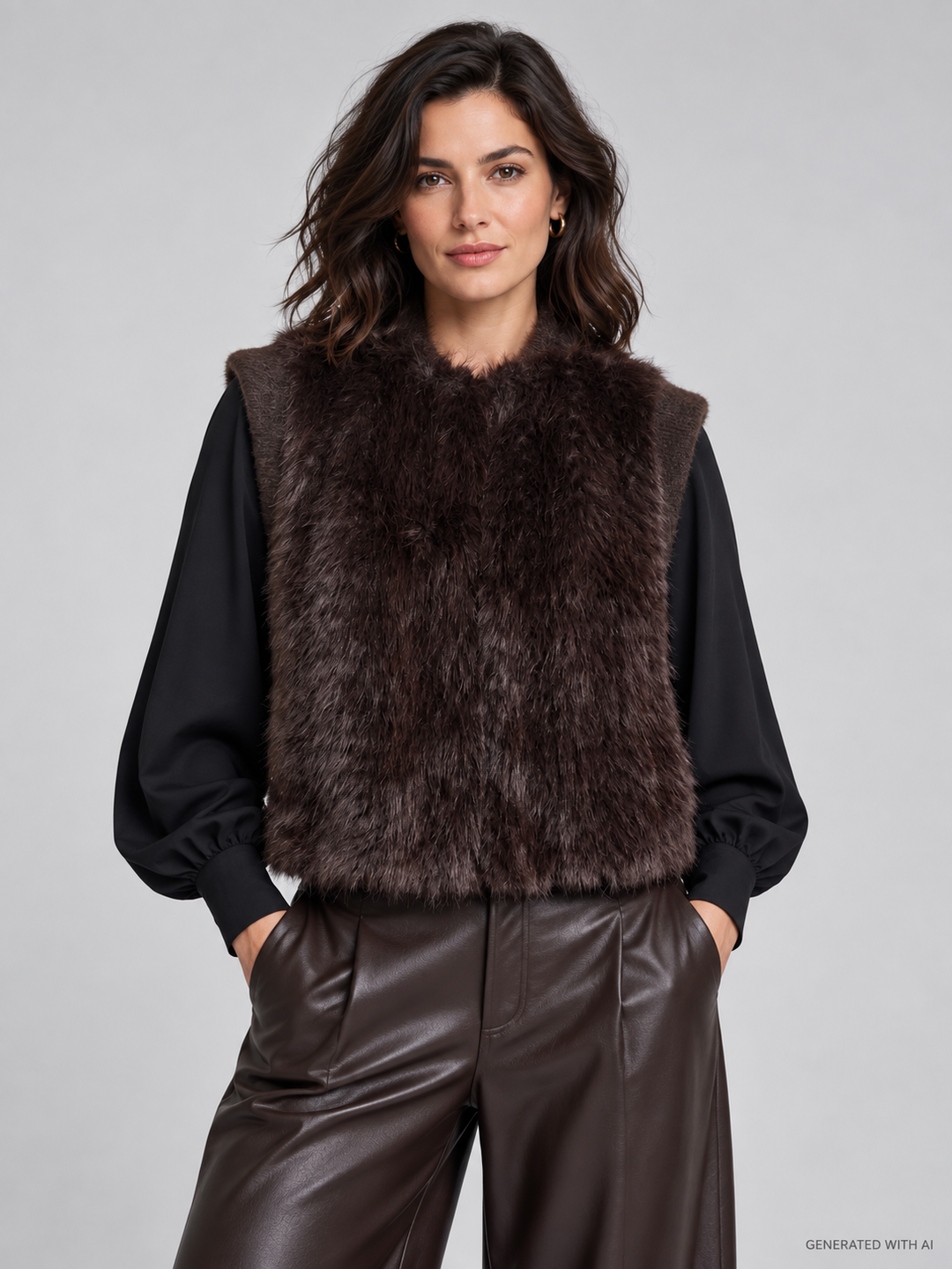 Gilet corto in ecopelliccia