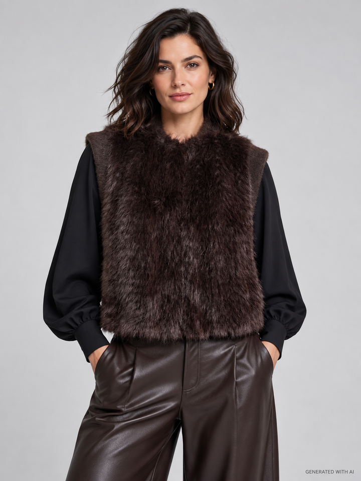 Gilet corto in ecopelliccia