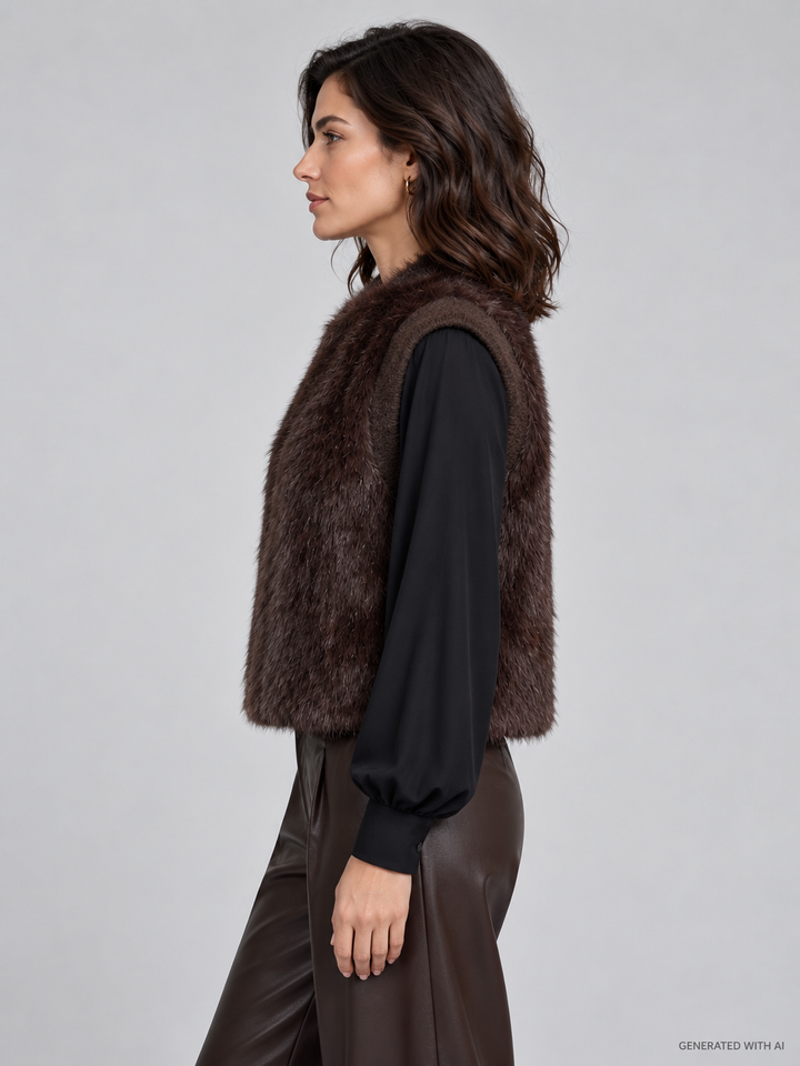 Gilet corto in ecopelliccia