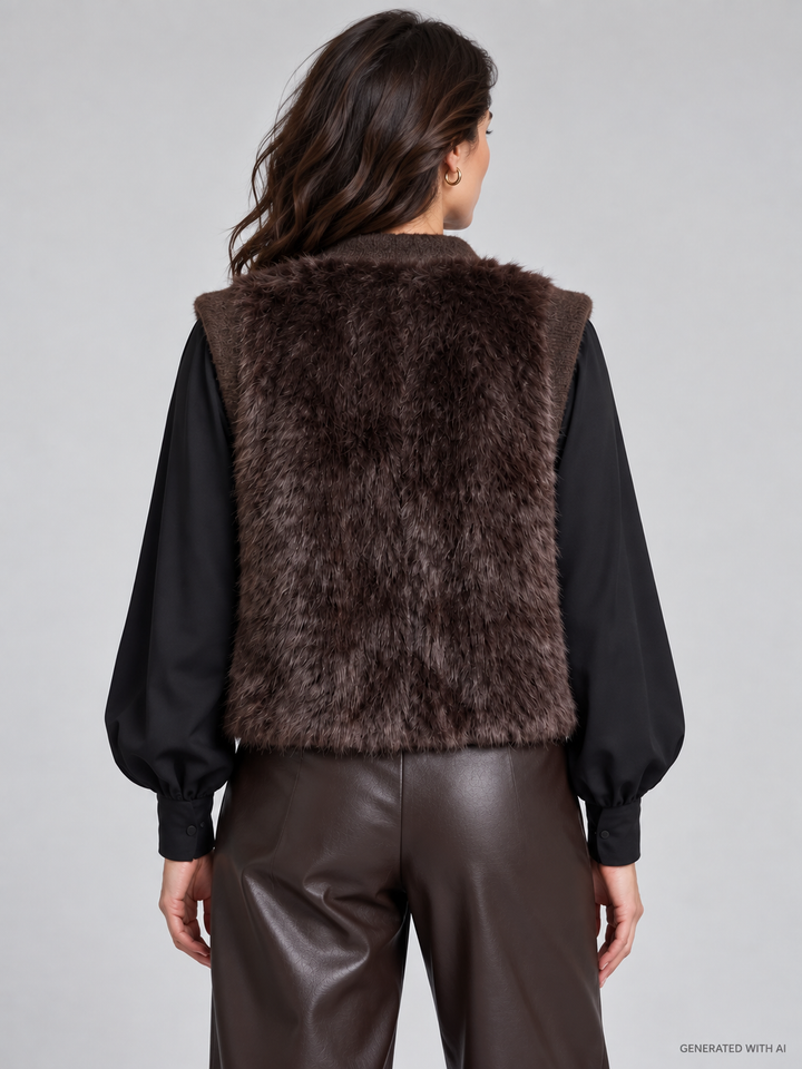 Gilet corto in ecopelliccia