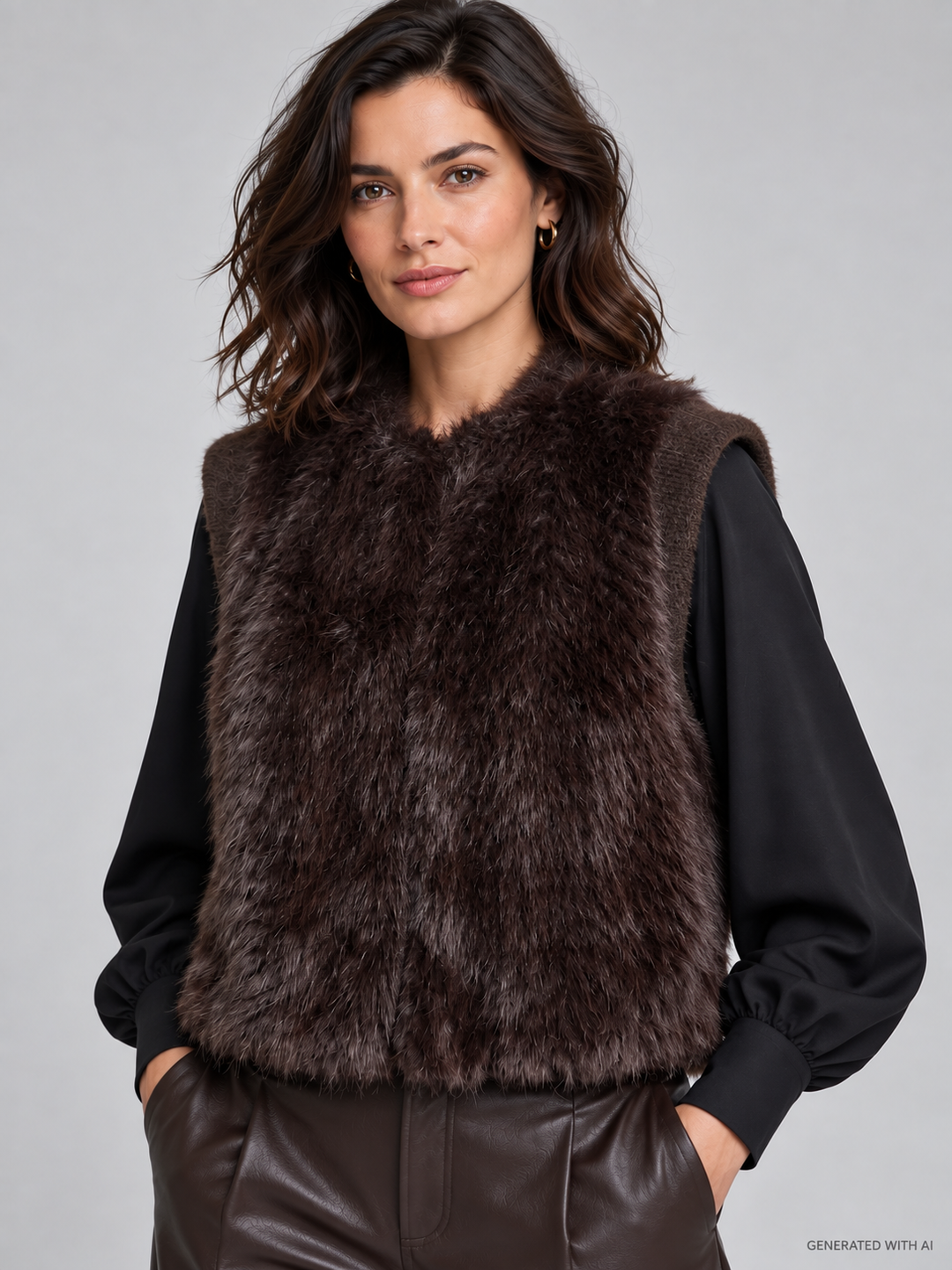 Gilet corto in ecopelliccia