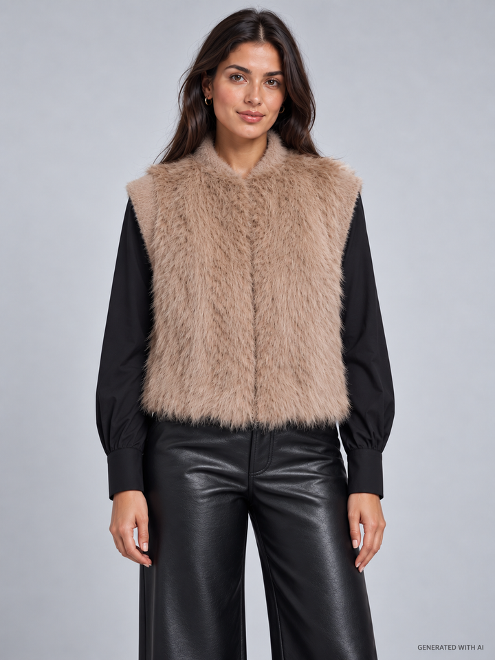 Gilet corto in ecopelliccia