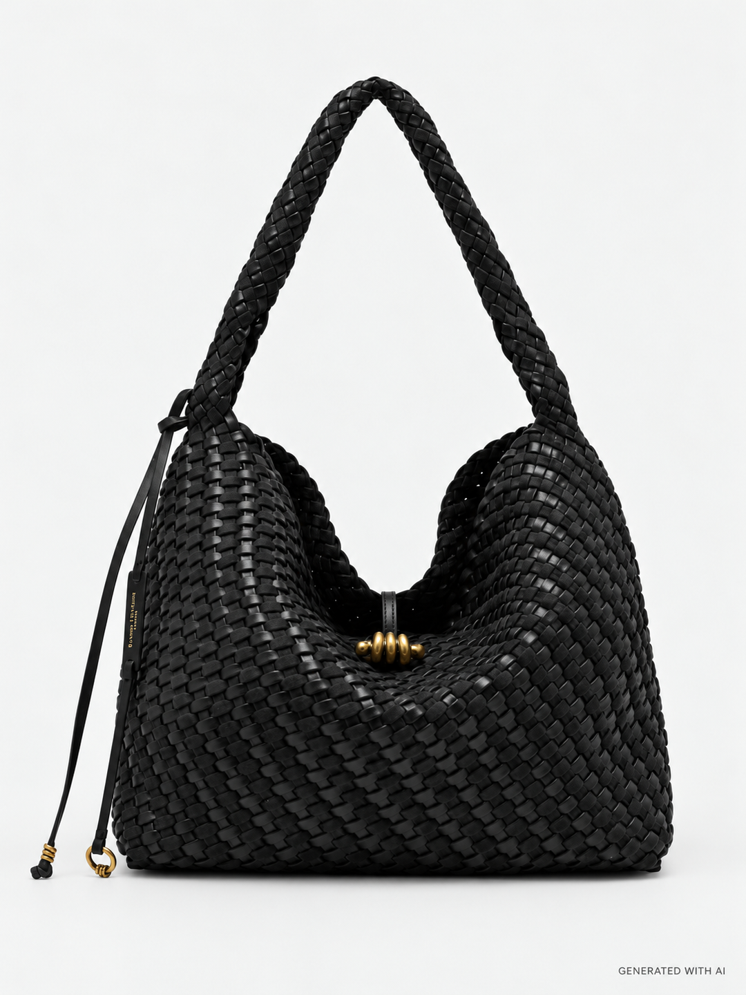 Borsa Aurelie in pelle intrecciata nera