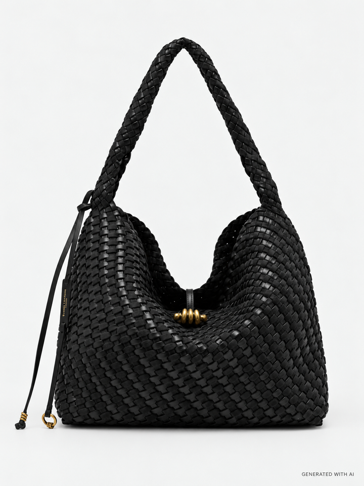 Borsa Aurelie in pelle intrecciata nera