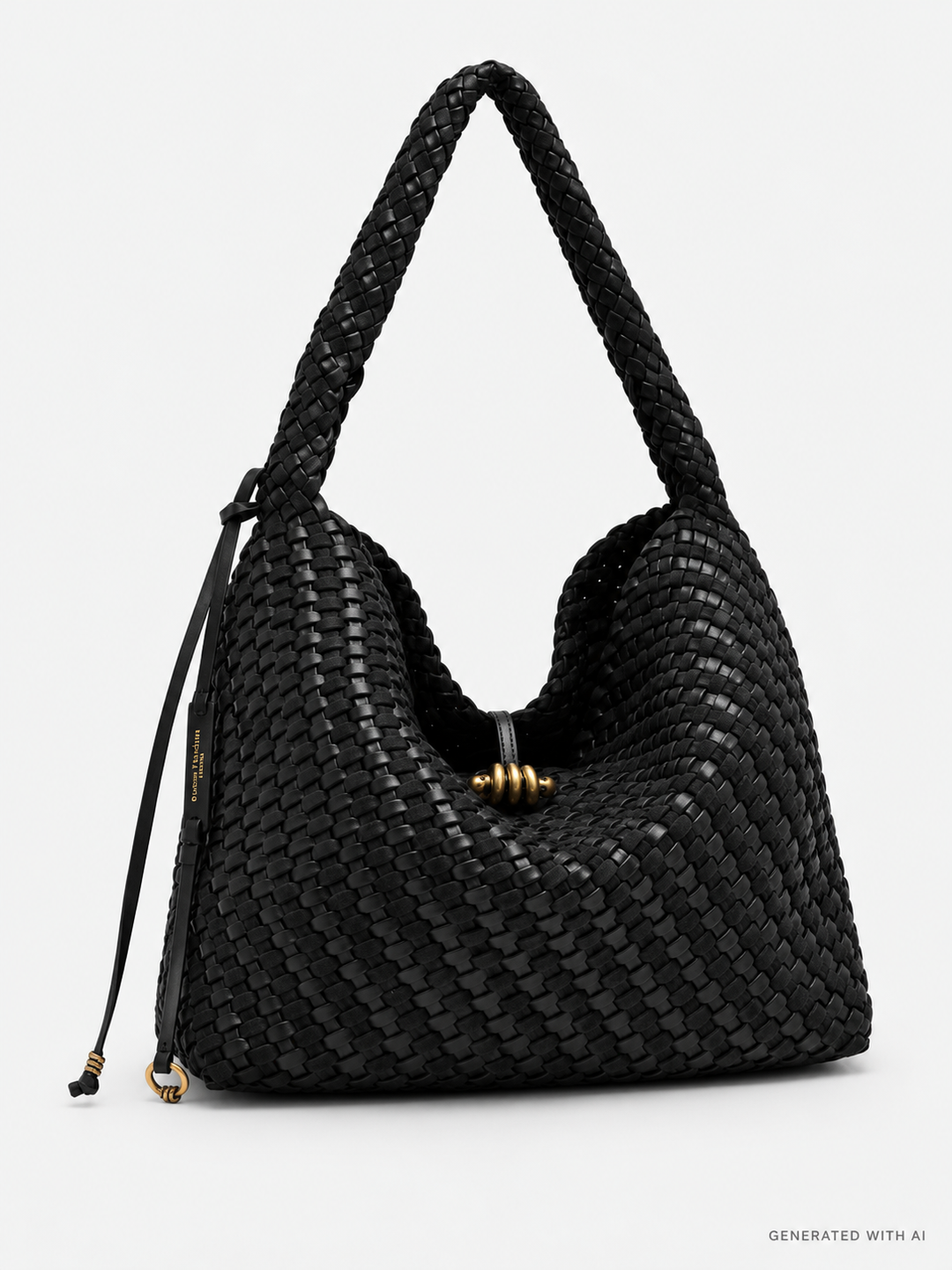 Borsa Aurelie in pelle intrecciata nera