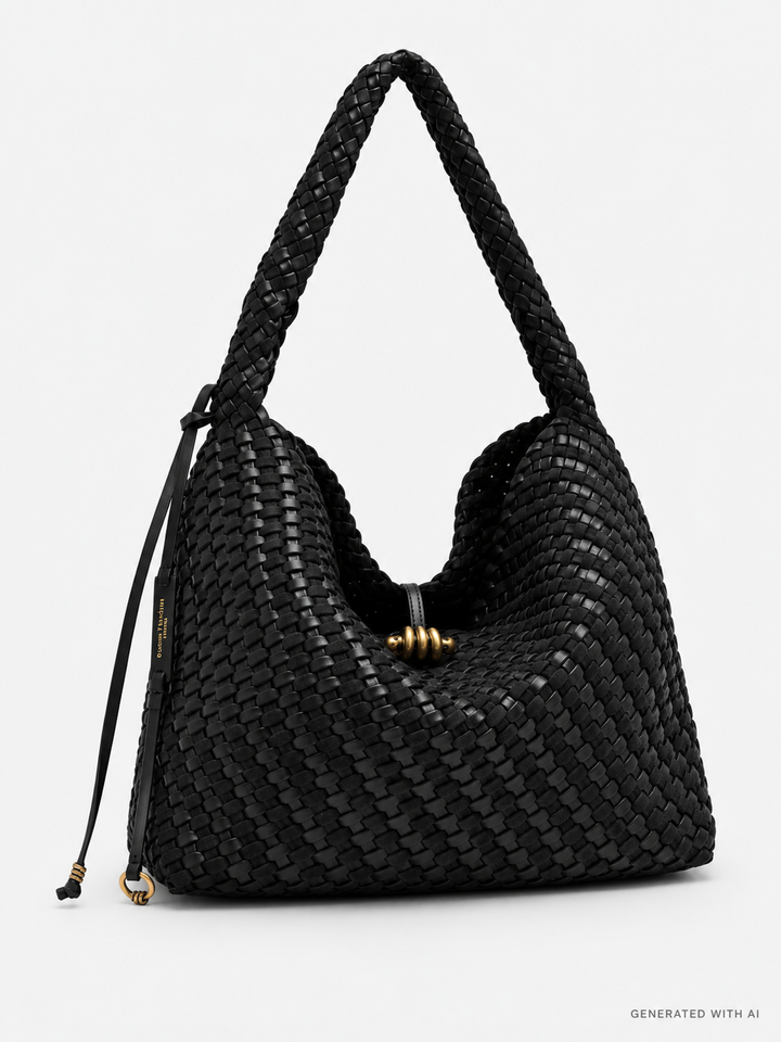 Borsa Aurelie in pelle intrecciata nera