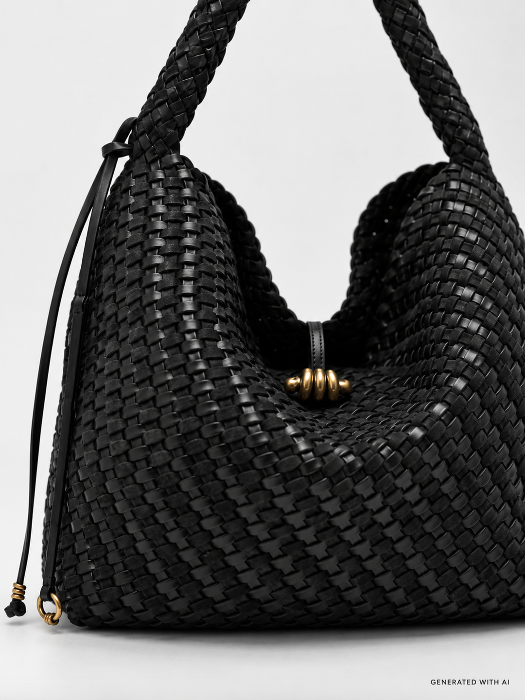 Borsa Aurelie in pelle intrecciata nera