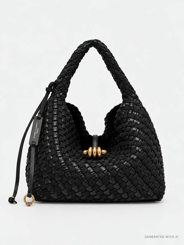 Borsa Aurelie piccola in pelle intrecciata nera