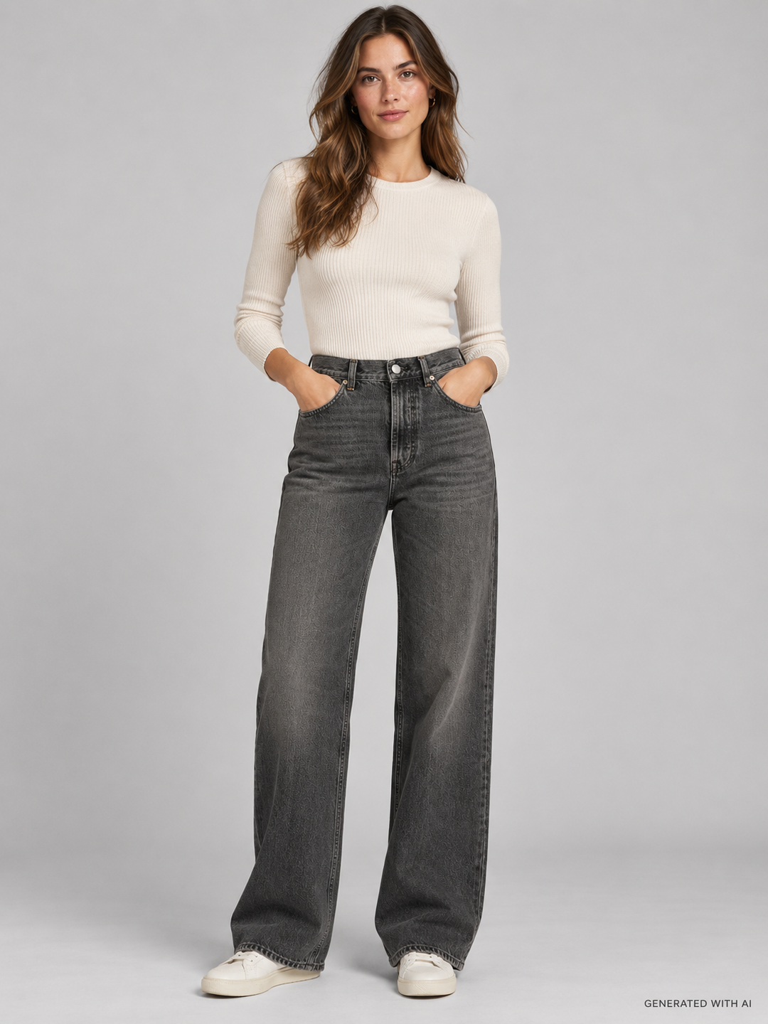Jeans BERYL wide leg nero lavato