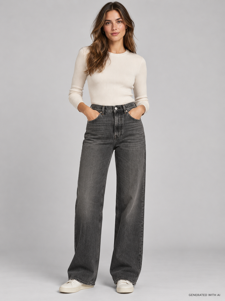 Jeans BERYL wide leg nero lavato