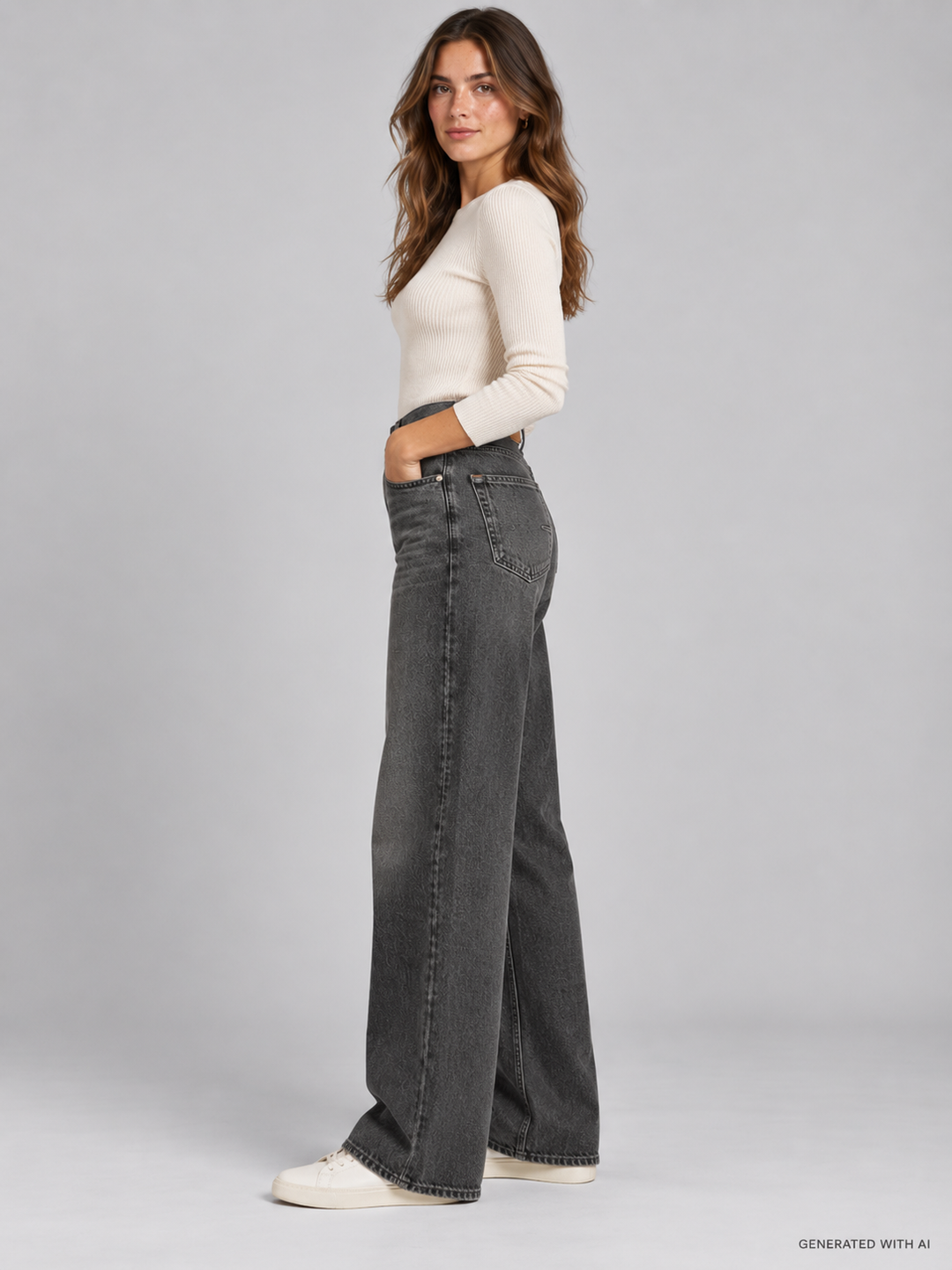 Jeans BERYL wide leg nero lavato