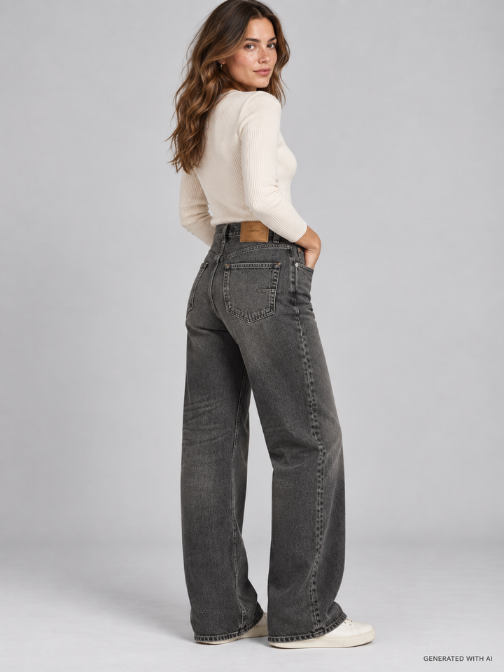 Jeans BERYL wide leg nero lavato
