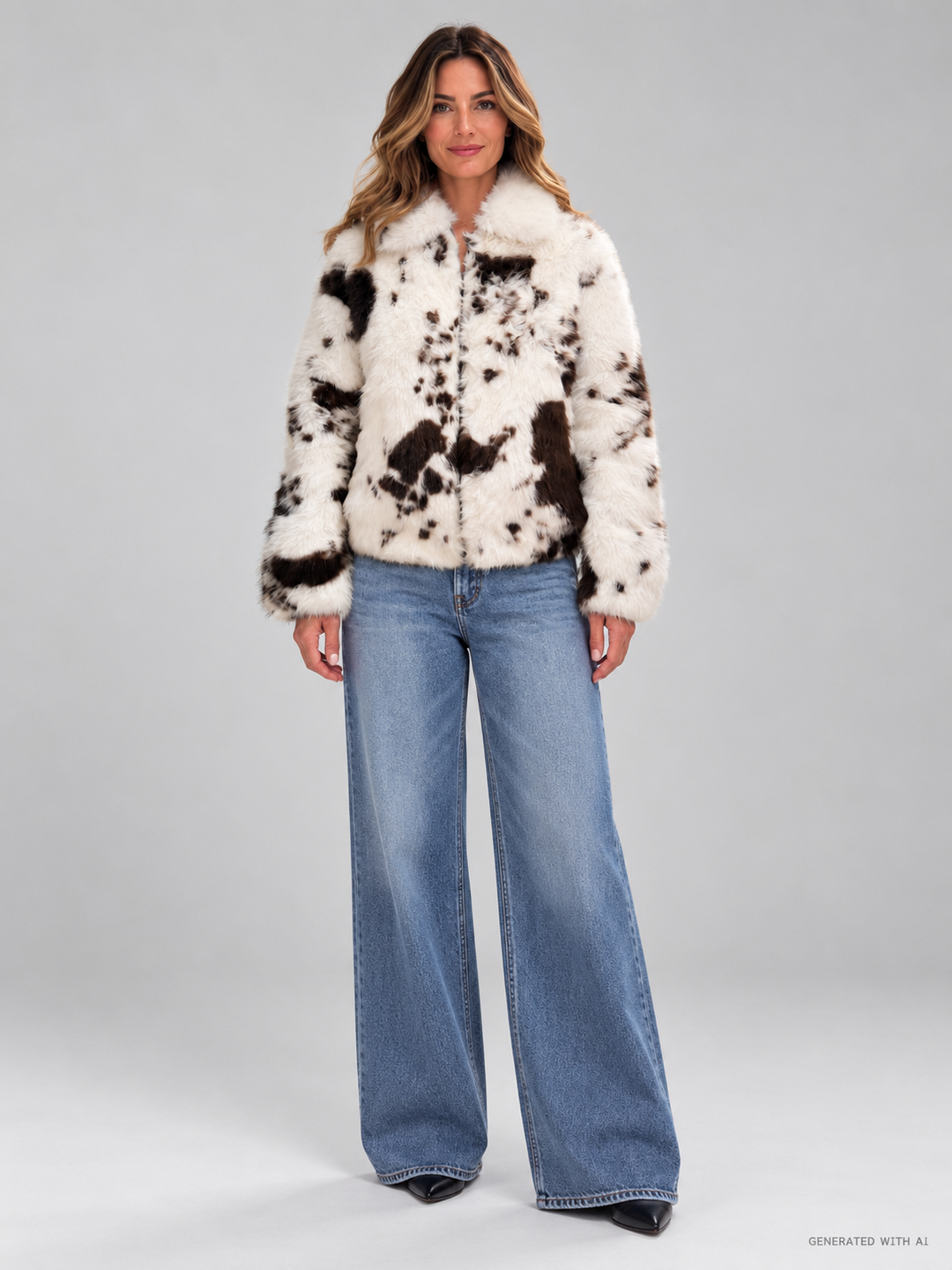Giacca Aveline in ecopelliccia fantasia cow