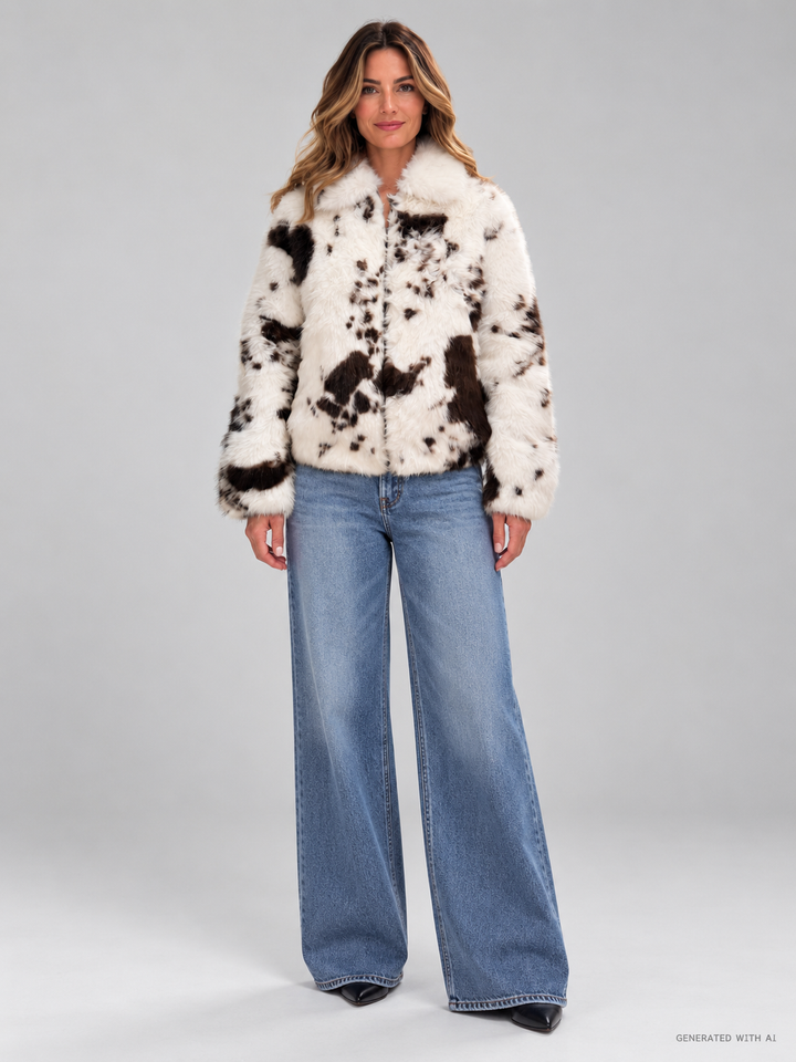 Giacca Aveline in ecopelliccia fantasia cow