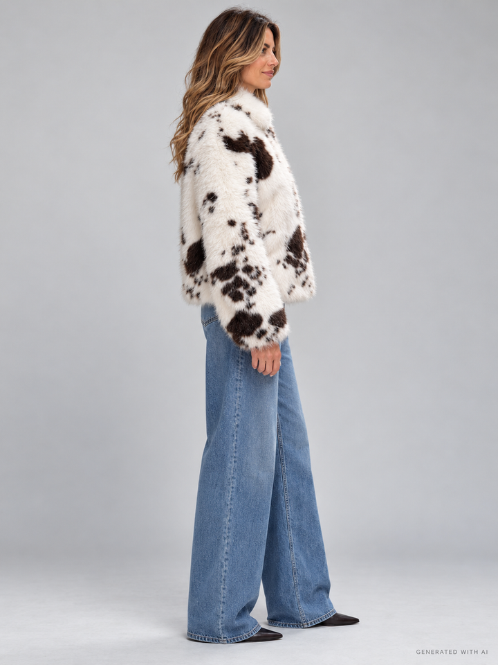 Giacca Aveline in ecopelliccia fantasia cow
