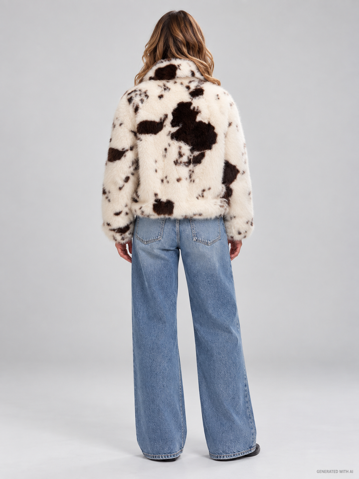 Giacca Aveline in ecopelliccia fantasia cow