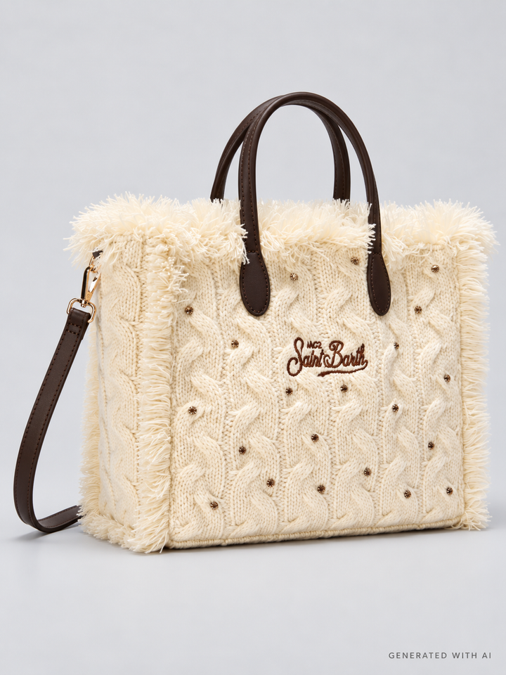 Borsa Colette Wool Braid in maglia intrecciata con strass