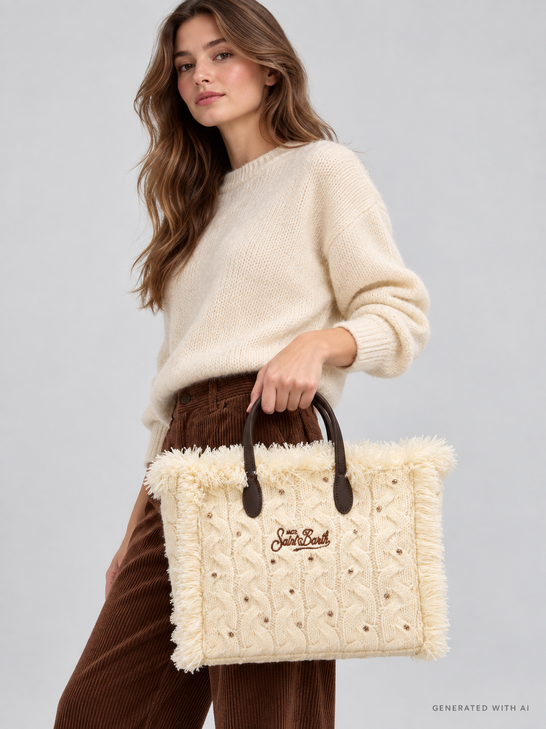 Borsa Colette Wool Braid in maglia intrecciata con strass