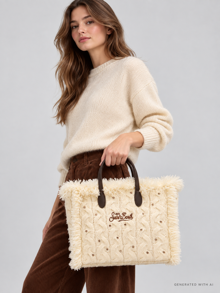 Borsa Colette Wool Braid in maglia intrecciata con strass