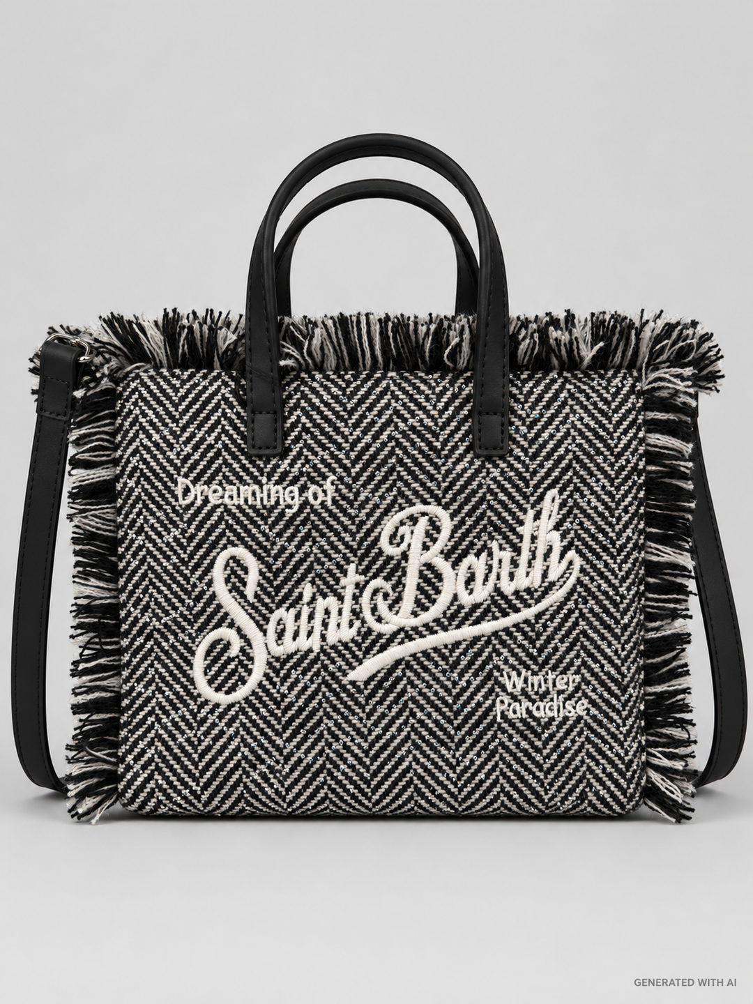 Borsa Vanity mini wool herringbone strass