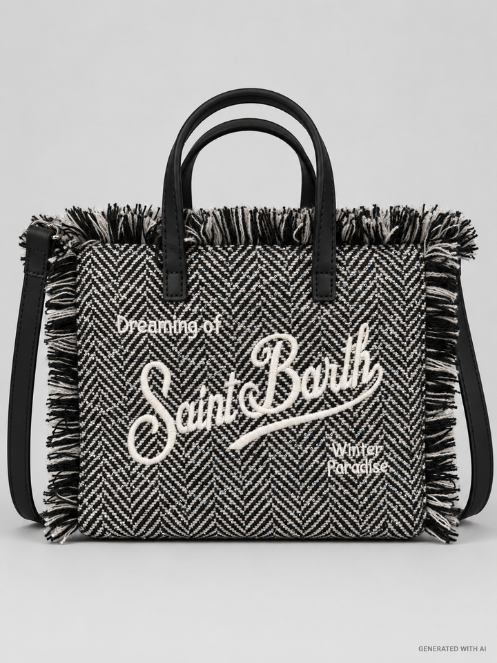 Borsa Vanity mini wool herringbone strass