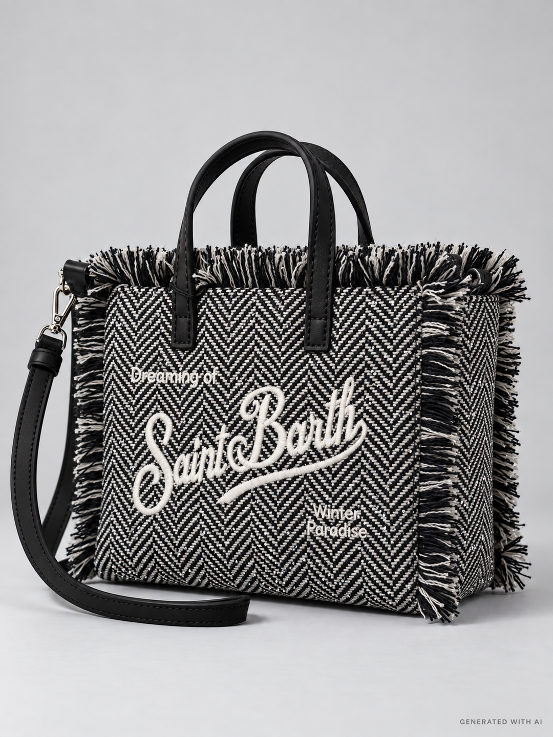 Borsa Vanity mini wool herringbone strass