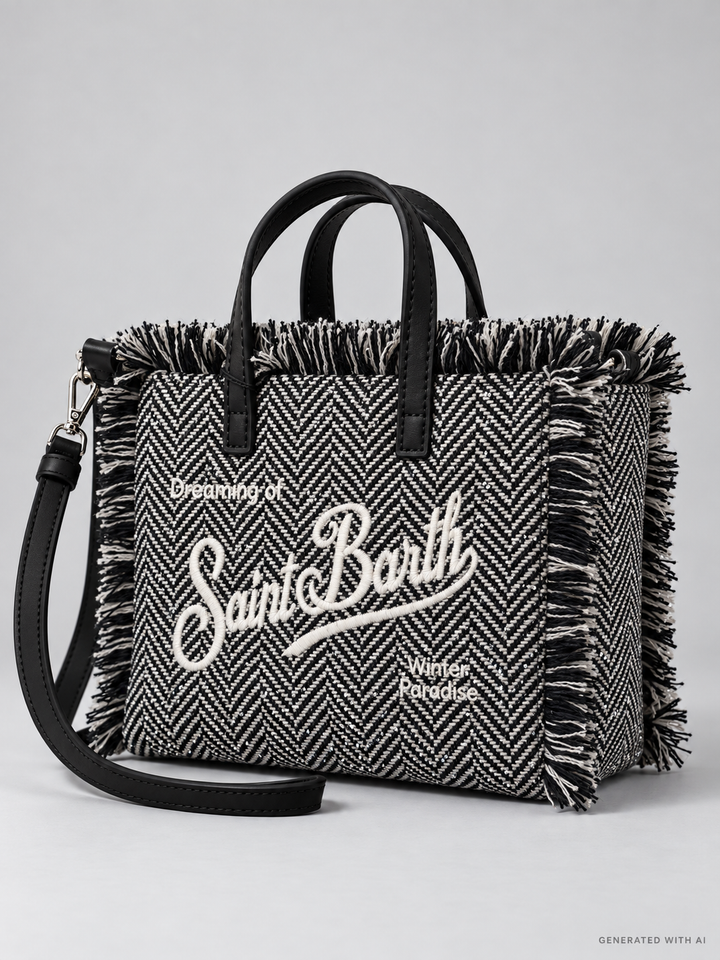 Borsa Vanity mini wool herringbone strass