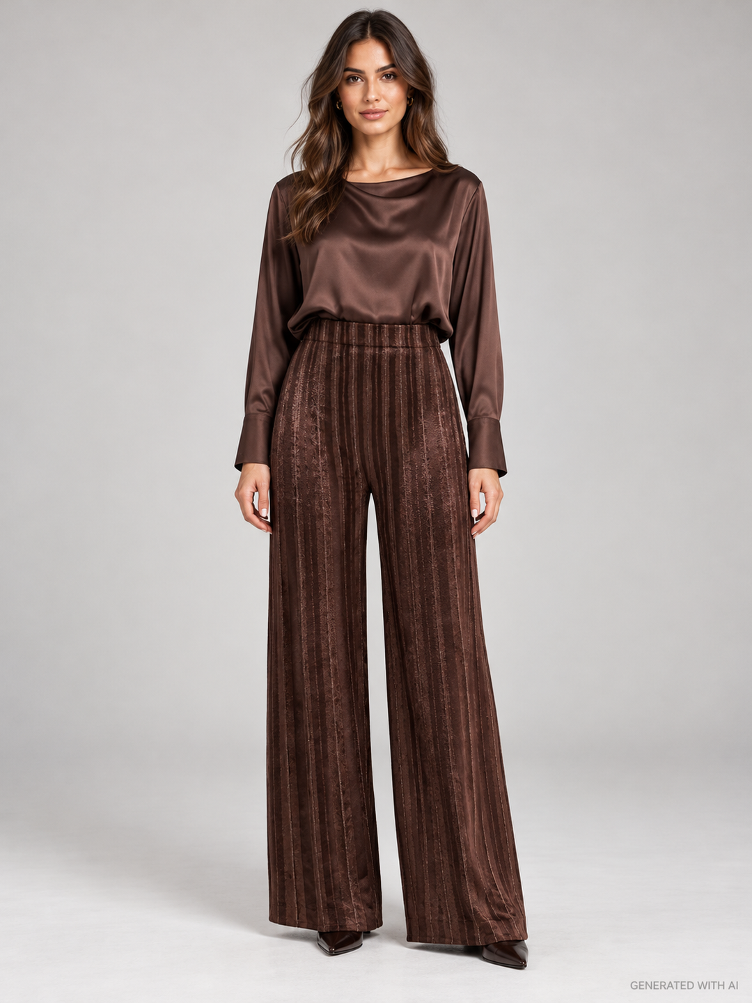 Pantaloni gessati effetto velluto