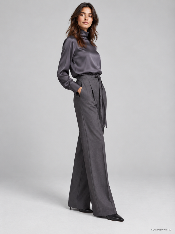 Pantaloni wide leg con coulisse