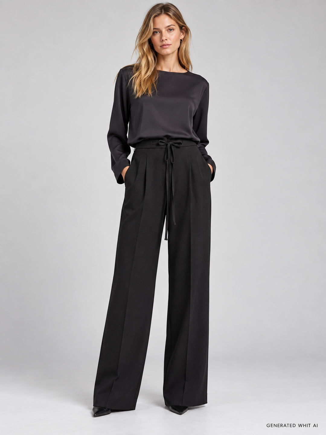 Pantaloni wide leg con coulisse