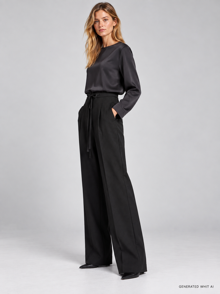 Pantaloni wide leg con coulisse