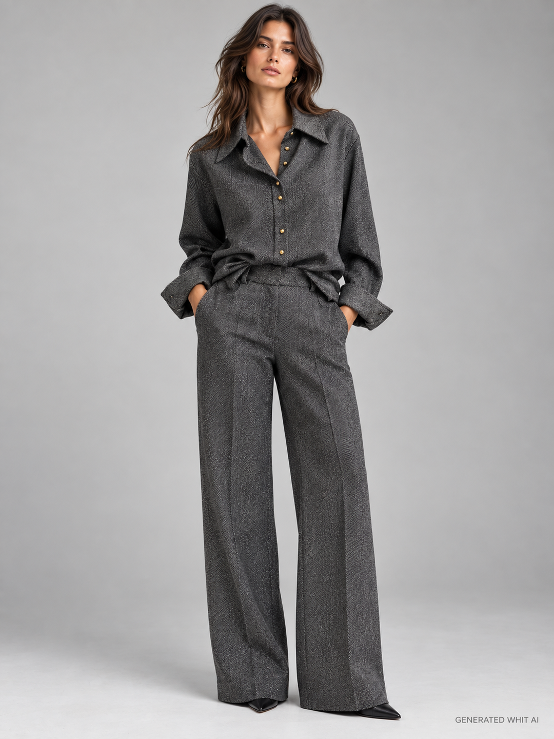 Camicia oversize in grisaglia bicolore