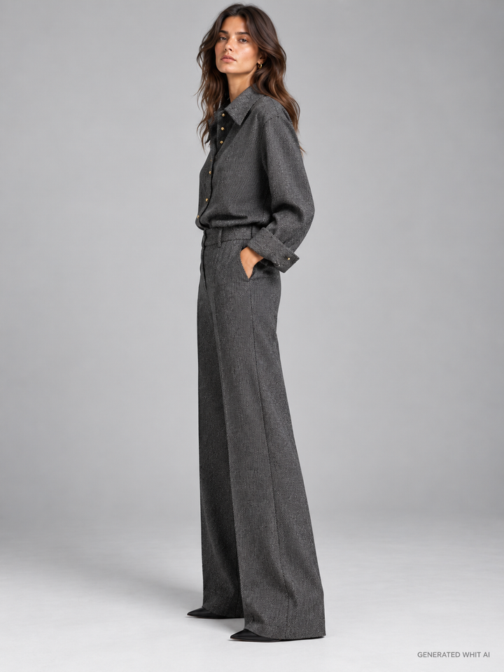 Camicia oversize in grisaglia bicolore