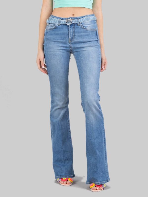 FLORA JEANS IN STRETCH DENIM WITH BELT