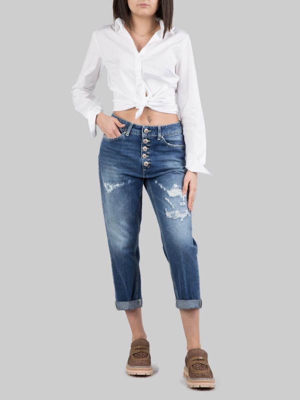 JEANS KOONS LOOSE FIT IN COTONE CON BOTTONI GIOIELLO